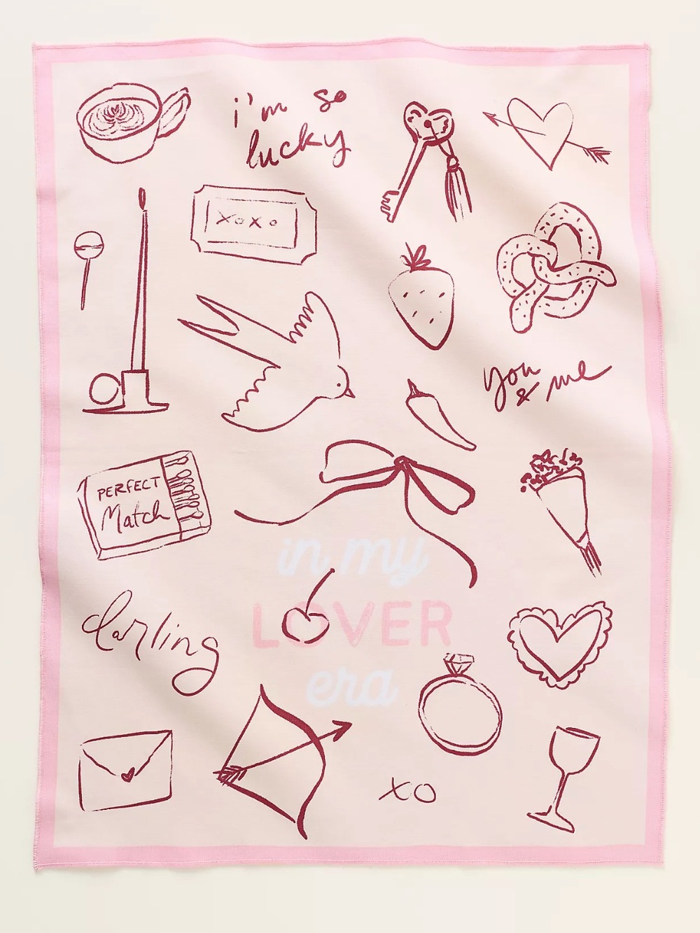 Anthropologie Dish Towels Set of 2 - In My Lover Era Pink